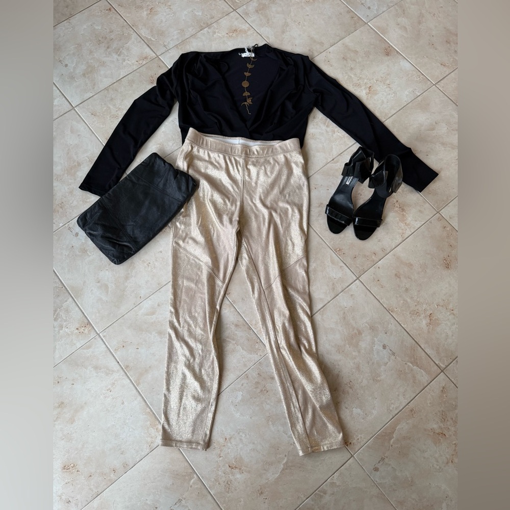 Free People Gold Leggings